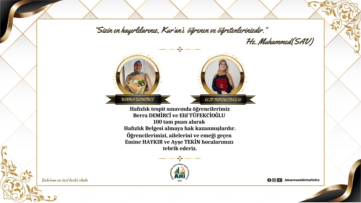 HAFIZ KIZLARIMIZDAN BÜYÜK BAŞARI